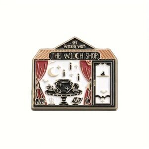 The Witch Shop Enamel Pin 333 Wicked Way Spooky Halloween Occult Gold Black Red
